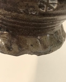 A rare German stoneware pointed nose jug, Raeren, 1st half 16th C.