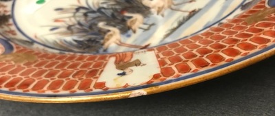 A Chinese Imari-style dish after Cornelis Pronk: &ldquo;Dames au Parasol&quot;, Qianlong, ca. 1736-1738