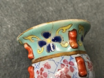 A Chinese famille rose elephant candle holder, Jiaqing