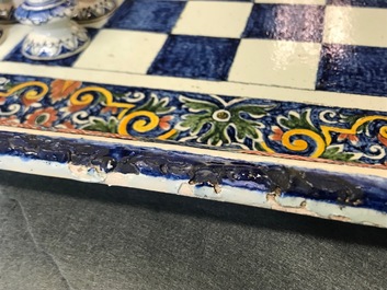 A French faience Rouen style chess board with pieces, Samson, Paris, 19th C.