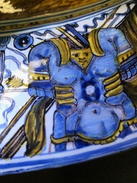 A large Italian maiolica 'Alexander the Great' armorial charger, Francesco Grue workshop, Castelli, 17th C.