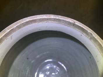 A Chinese blue and white jar with fruits and insects, Transitional period