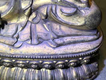 A Sino-Tibetan gilt bronze figure of a White Tara, Ming