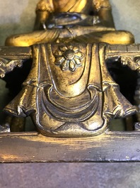 A Sino-Tibetan gilt bronze figure of Amitayus, Qianlong