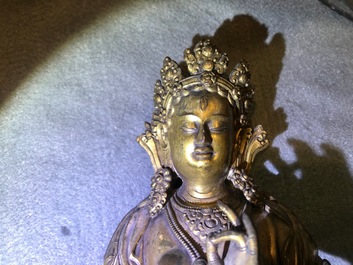 A Sino-Tibetan gilt bronze figure of a White Tara, Ming