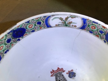 Un bol et une plaque en porcelaine de Chine famille verte, Kangxi