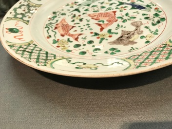 A Chinese famille verte 'carps' dish, Kangxi