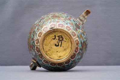 A Chinese cloisonn&eacute; ewer with Buddhist lions, Ming