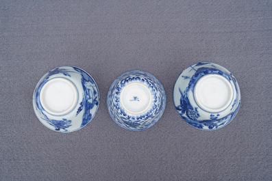 Een gevarieerde collectie Chinees blauwwit porselein, Kangxi