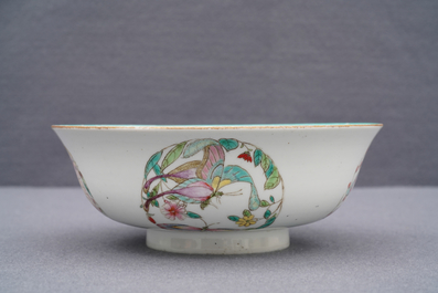 A Chinese famille rose 'butterfly' bowl, Guangxu mark and probably of the period