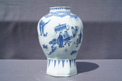 Een Chinese blauwwitte balustervaas, Transitie periode