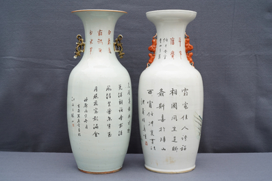 Twee Chinese qianjiang cai vazen, 19/20e eeuw