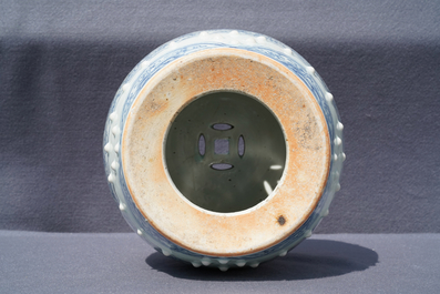 A Chinese blue and white drum-shaped arm rest, Qianlong