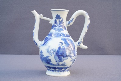 A Chinese blue and white ewer, Transitional period