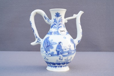 A Chinese blue and white ewer, Transitional period