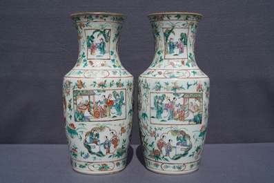 A pair of fine Chinese famille rose vases, 19th C.
