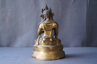 A Sino-Tibetan gilt bronze figure of a White Tara, Ming