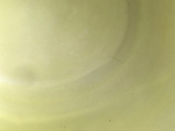 A Chinese monochrome yellow plate, Hongzhi mark, 19/20th C.