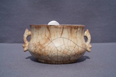 A Chinese ge-type crackle-glazed censer, Song or later