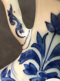 A Chinese blue and white ewer, Transitional period