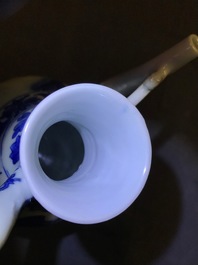 A Chinese blue and white ewer, Transitional period