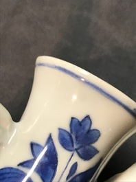 A Chinese blue and white ewer, Transitional period