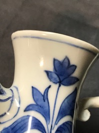 A Chinese blue and white ewer, Transitional period