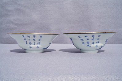 Une paire de bols en porcelaine de Chine bleu et blanc, prob. pour le Vietnam, marque de Kangxi, 19&egrave;me