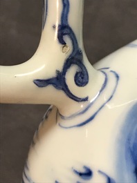 A Chinese blue and white ewer, Transitional period