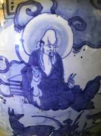 A large Chinese blue and white 'immortals' vase, Wanli