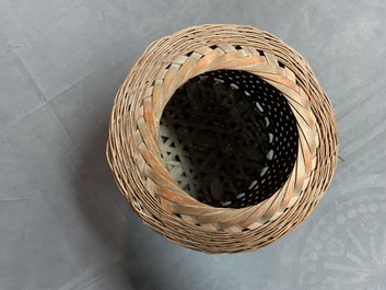 Eleven Japanese bamboo ikebana baskets including three signed examples, Meiji/Showa, 19/20th C.