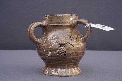 A rare German stoneware pointed nose jug, Raeren, 1st half 16th C.