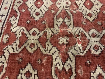 A ceremonial patola ikat sari for the Indonesian market with East India Company-stamps, Gujarat, India, 17th C.