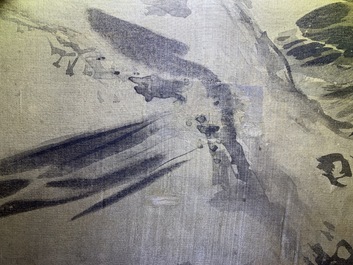 Tani Buncho (Japan, 1763-1841): Vogels op een bloesemtak, inkt en kleur op zijde, in lijst