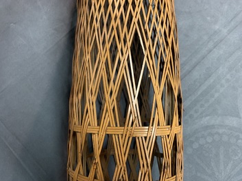 Eleven Japanese bamboo ikebana baskets including three signed examples, Meiji/Showa, 19/20th C.