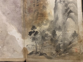 Dong Bangda (China, 1699-1769), toegeschreven: album met acht landschappen, inkt op papier