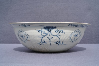 A large Chinese blue and white Swatow bowl, Ming