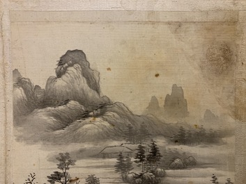 Dong Bangda (China, 1699-1769), toegeschreven: album met acht landschappen, inkt op papier