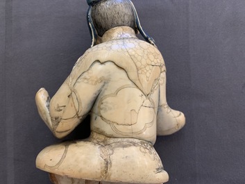 Een Chinese zeepstenen figuur van de onsterfelijke Han Xiangzi, Kangxi