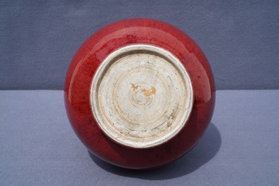A Chinese sang de boeuf bottle vase, Qianlong/Jiaqing