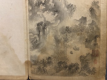 Dong Bangda (China, 1699-1769), toegeschreven: album met acht landschappen, inkt op papier