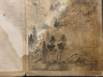 Dong Bangda (China, 1699-1769), toegeschreven: album met acht landschappen, inkt op papier