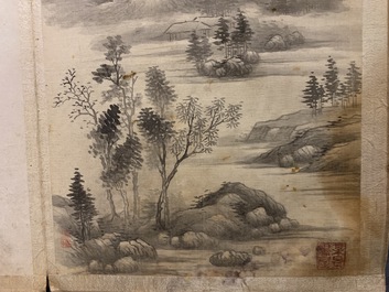 Dong Bangda (China, 1699-1769), toegeschreven: album met acht landschappen, inkt op papier