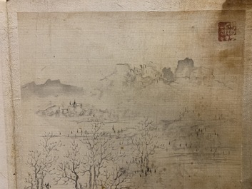 Dong Bangda (China, 1699-1769), toegeschreven: album met acht landschappen, inkt op papier