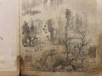 Dong Bangda (China, 1699-1769), attribu&eacute;: album de huit paysages, encre sur papier