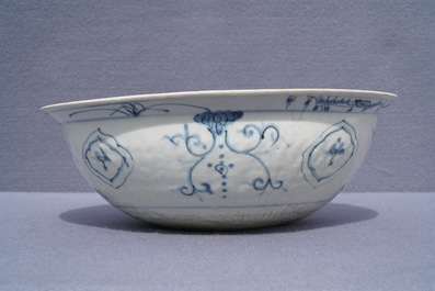 A large Chinese blue and white Swatow bowl, Ming