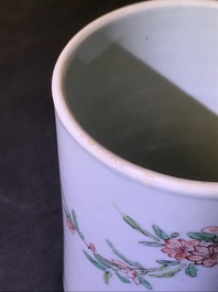 A Chinese famille verte 'carps' brush pot, Kangxi