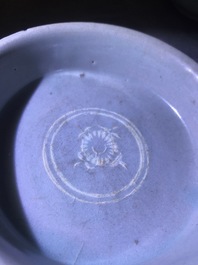 Two Korean celadon porcelain bowls, Goryeo/Joseon, 14/15th C.