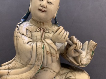 A Chinese soapstone figure of the immortal Han Xiangzi, Kangxi