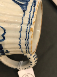 Two Dutch Delft blue and white chinoiserie teapots, 18th C.